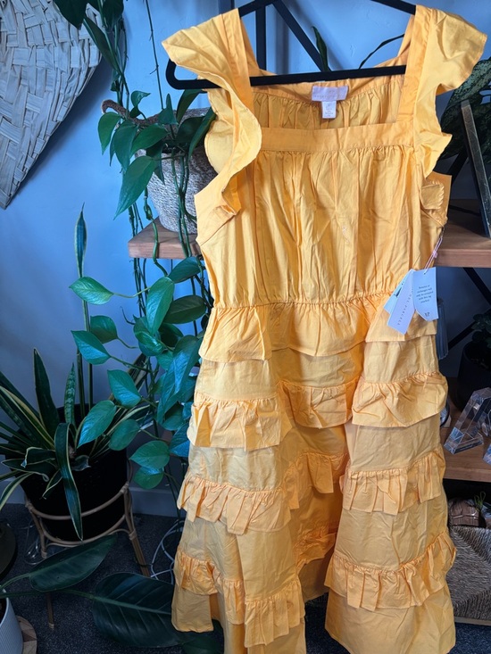 Rachel Parcell Tiered Cotton Poplin Ruffle Sleeve Midi Dress | Size 12 - Picture 5 of 6